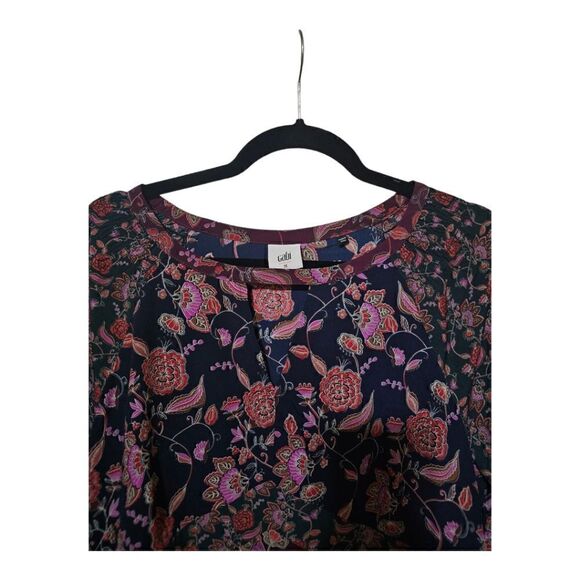 CABI Purple Blue Retro Flower Festive Maxi Dress #3675 - Size Medium - Picture 4 of 11